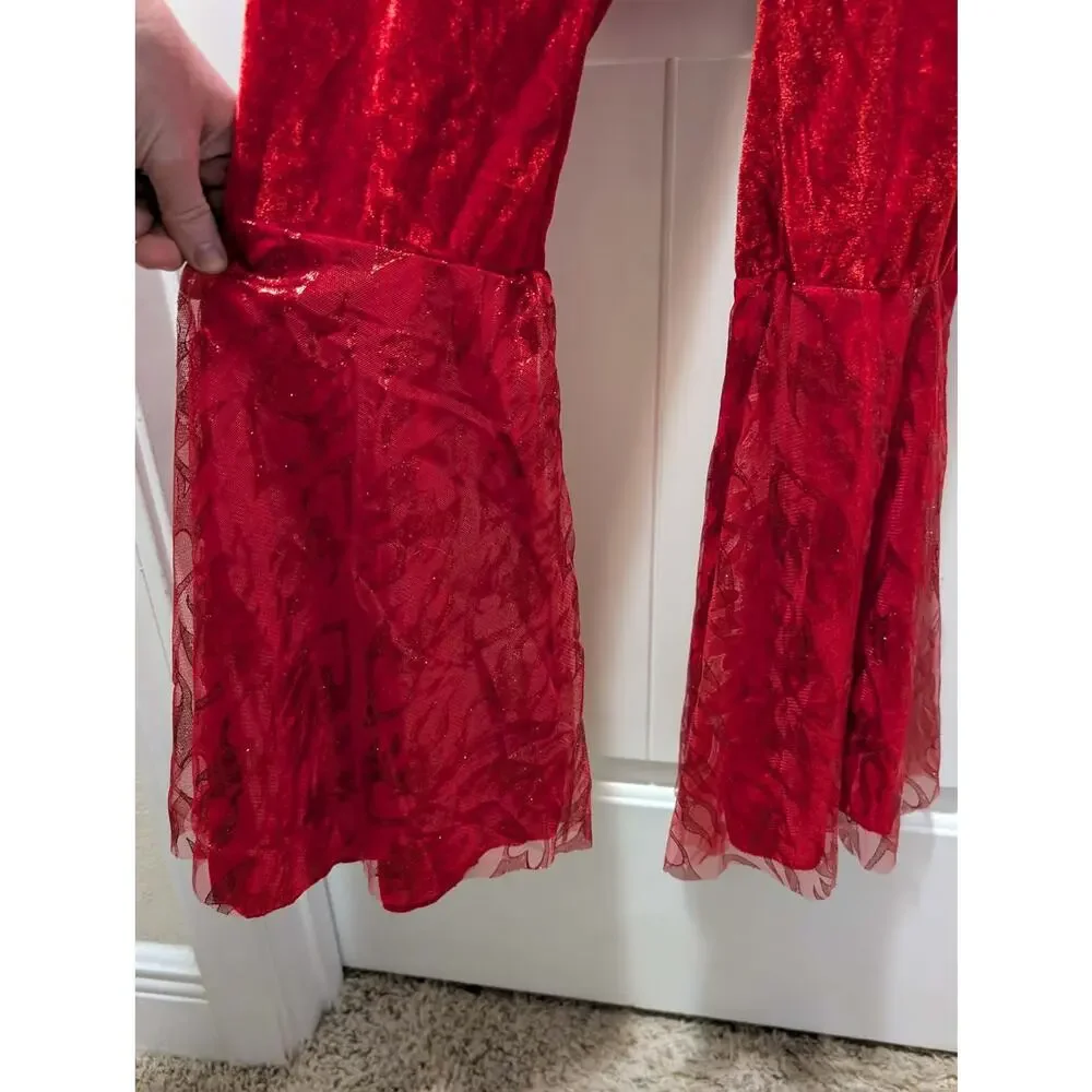Spirit Halloween Kids Diva Devil Red Flared Jumpsuit Costume Size L